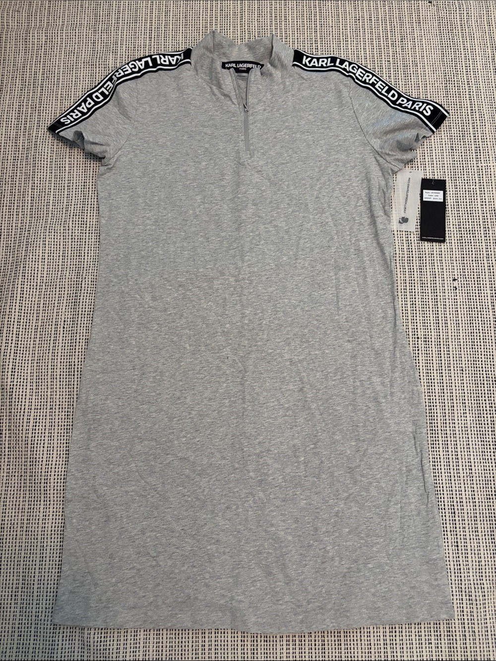 Karl Lagerfeld Grey Short-Sleeve Logo-Trim  Dress